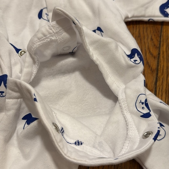 Jacadi baby newborn footie sleeper white blue dog print 1 month - Picture 6 of 6